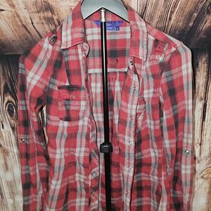 Miley Cyrus & Max Azria Red Plaid Shirt